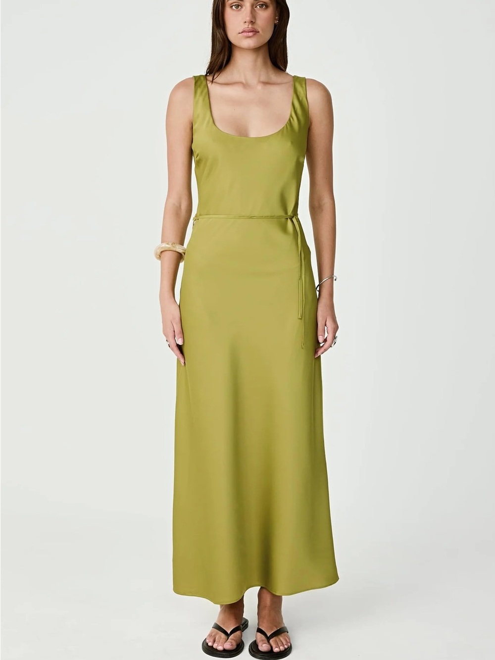 Charcoal Clothing Green Scoop Neck Maxi Dress